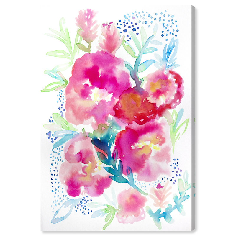 Blooming Florals Watercolor III - peinture sur toile tendue, H 54 po x l 36 po