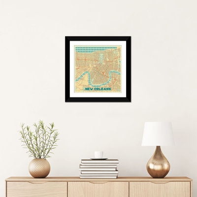 " New Orleans Retro Urban Blueprint Map " Graphic Art