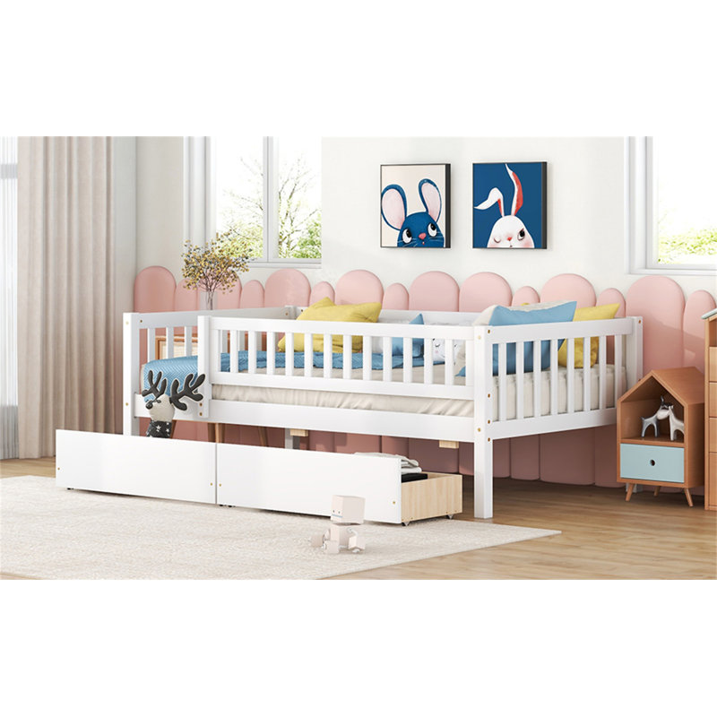 Daybed Wood Bed With Two Drawers, Twin, White