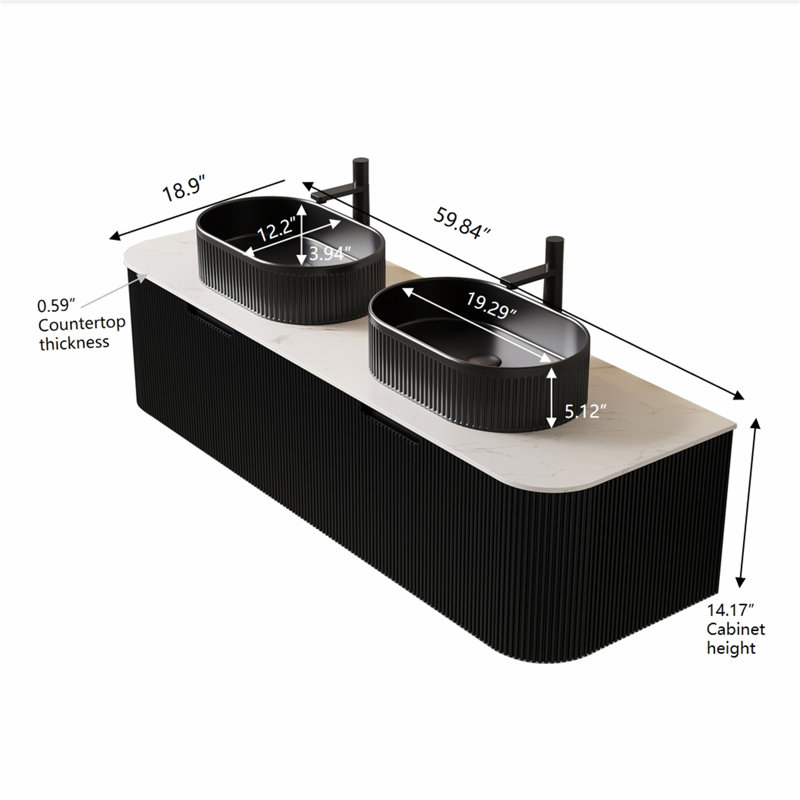 Meuble-lavabo mural avec 2 tiroirs