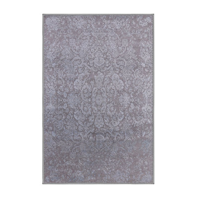 Tapis gris à motif floral Hulett