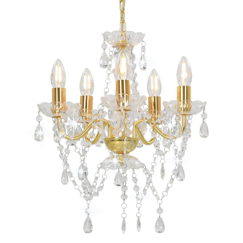 Alta 5 - Light Silver Chandelier Pendant, Golden/Transparent