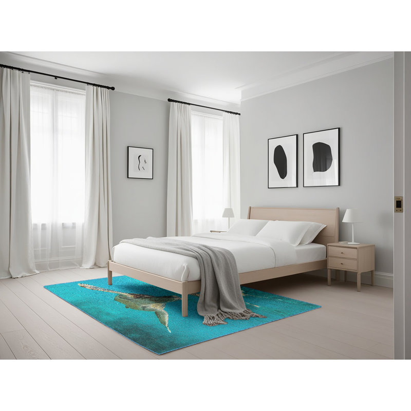 Tapis de la surface bleu tortue, Rectangle 5 pi x 7 pi