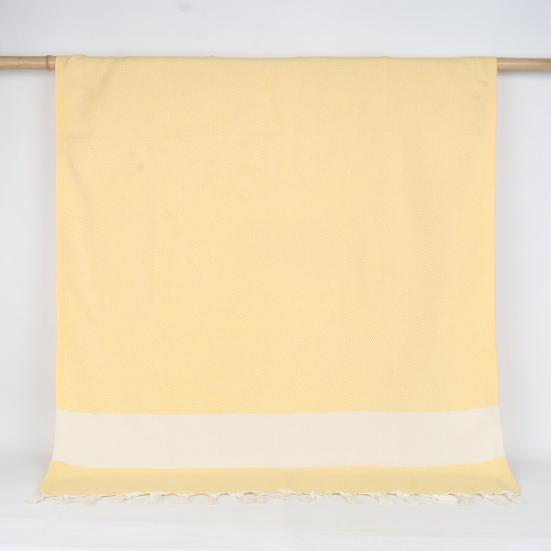 Serviettes en coton turc à motif de losanges - peshtemal et peshkir, séchage rapide et douceur, Jaune