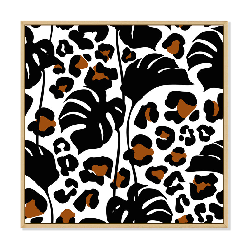 «Elegant Tropical Leaves And Leopard Camouflage», reproduction d'art sur toile à motifs, H 36 po x l 36 po x P 1 po