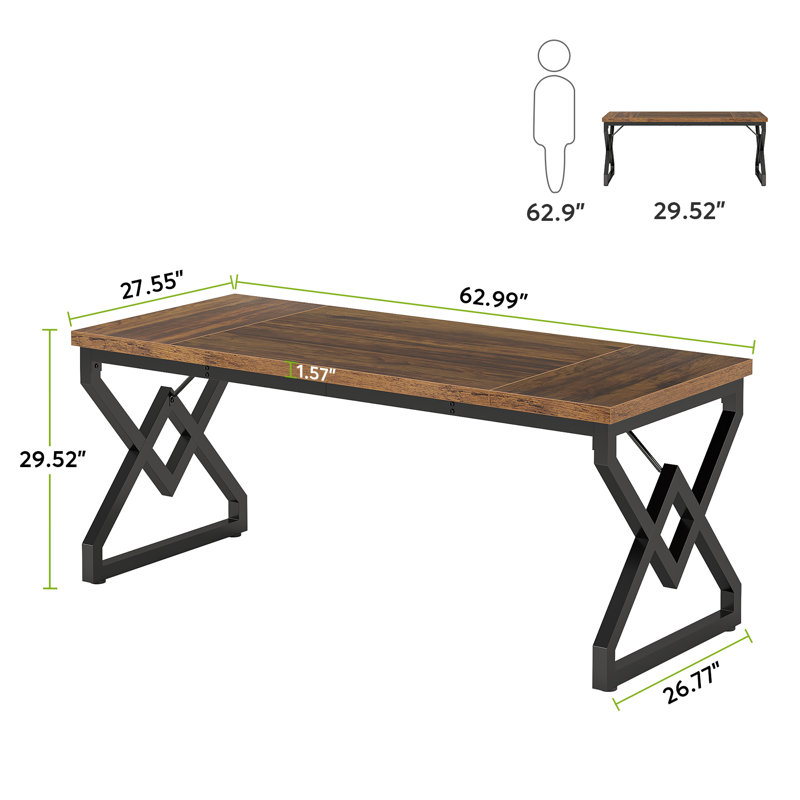 Ramapo Steel Computer Desk, Brown/Black