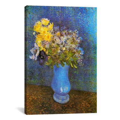 'Vase of Lilacs, Daisies, and Anemones' by Vincent Van Gogh Painting Print on Canvas