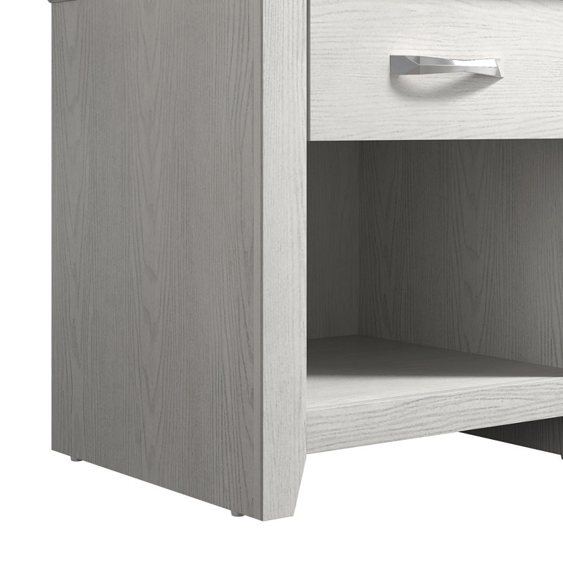 Astrid Transitional 20"H Nightstand With Open Shelf, Antique White Oak