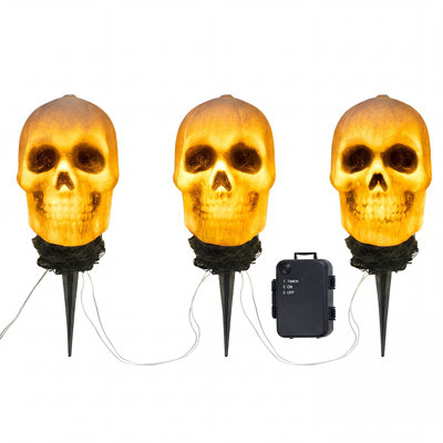 3Pcs Light-Up Skeleton Halloween Stakes