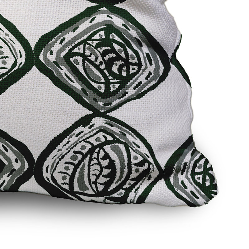 Geometric Reversible Throw Pillow, 20" x 20", Dark Green