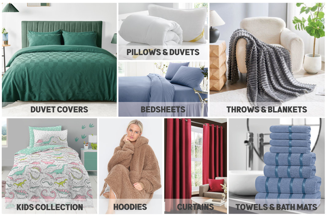 bedding, bedsheet, towels, bath mats, throws, topper, protectors, kids, teddy, hoodies, curtains