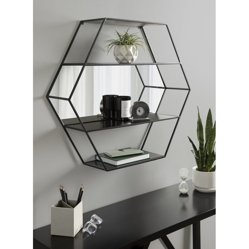 Celestia 3 Piece Hexagon Accent Shelf, Black
