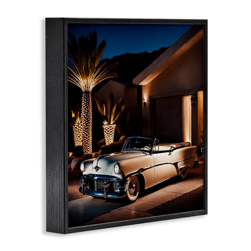 «Miami Wheels Classic Car», estampe numérique par Noah Bay, Giclée encadrée noir minuit, H 24 po x l 24 po