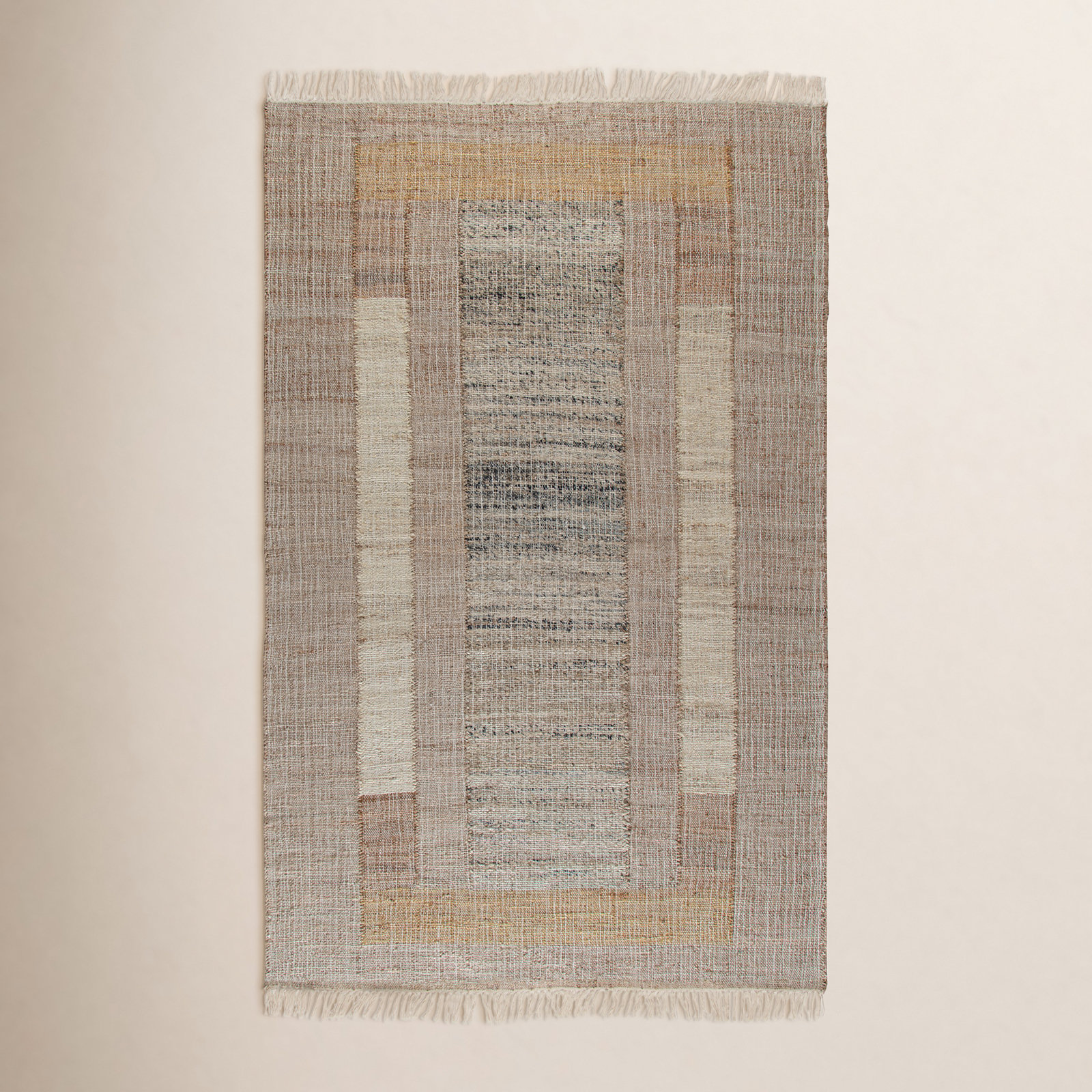 Misty Brown Ivory Geometric Jute Rug, Rectangle 8' x 10'