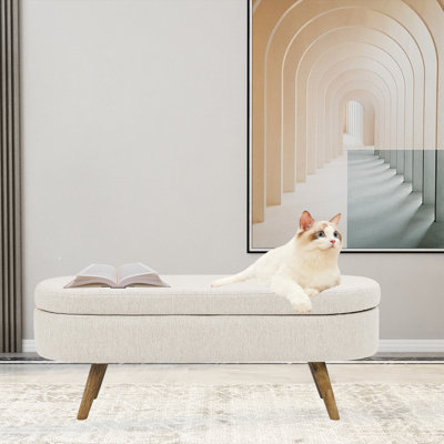Haruhito Linen Upholstered Storage Bench