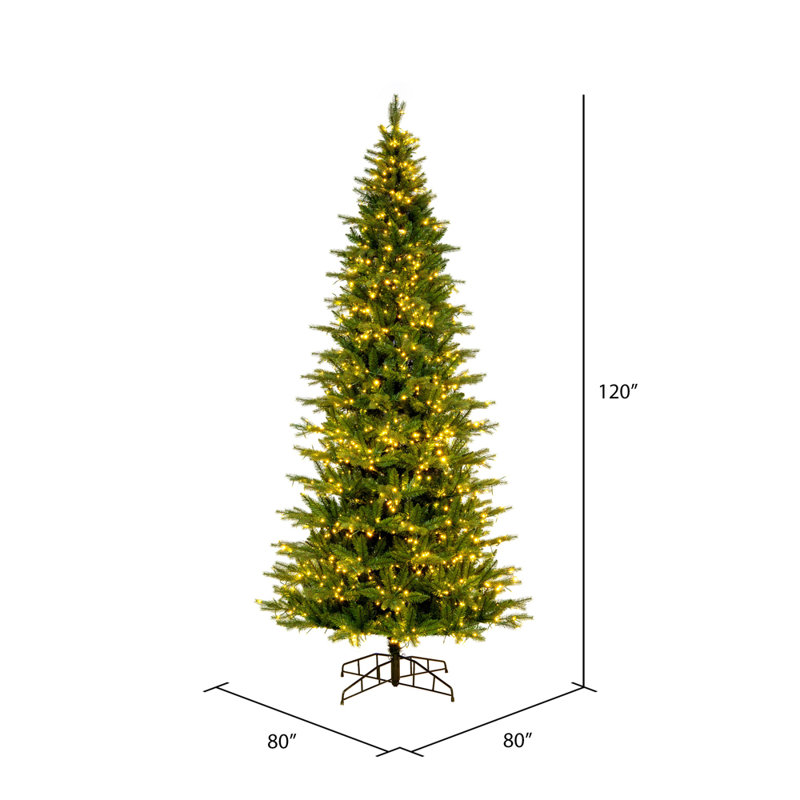 Vickerman Balsam Spruce Slim Artificial Christmas 10' H Lighted Artificial Pine Christmas Tree