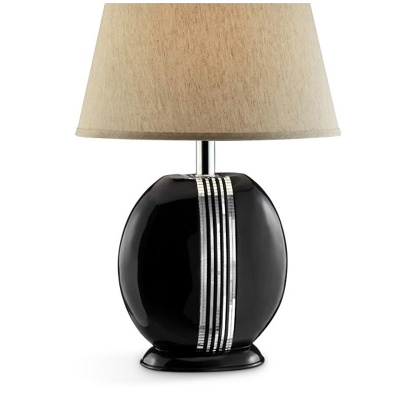 Lampe de table haute 28 "en polyrésine" Obsidian ", abat-jour en tissu