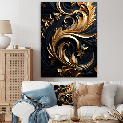 " Golden Ornament Pattern On Black I "