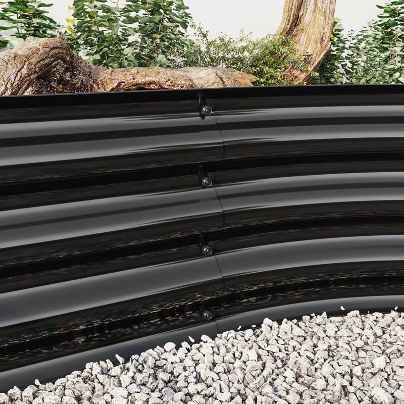 Metal Raised Garden Bed In Black, 87.51"X43.77"X11.17", For Plants & Veggies, Material, Open Base Black Bed, 88.99"X43.77"X11.17", Veggies Flowers, Rust Finish, Generous Space