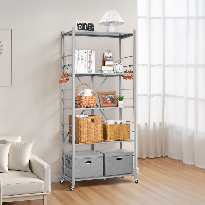 Tablette de rangement pliante avec roulettes, Grey