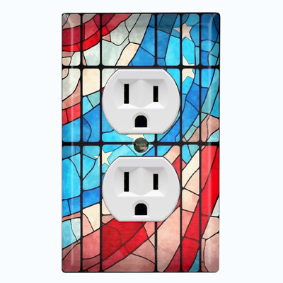Metal Light Switch Plate Outlet Cover (United States Flag Tile Glass Print - Single Duplex)