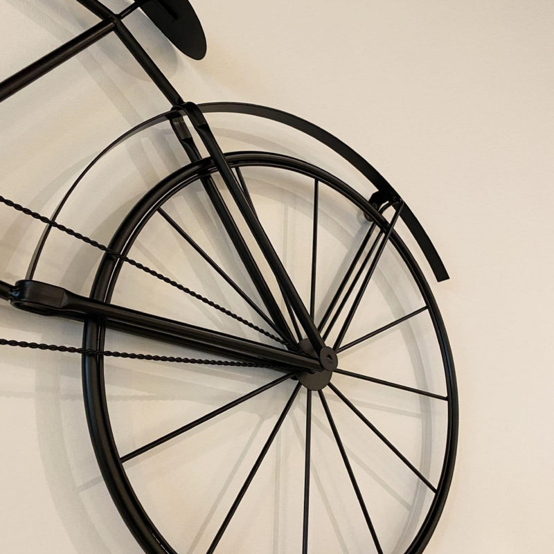 Stylish Large Black Bicycle Wall Clock – 80cm - Metal Clock