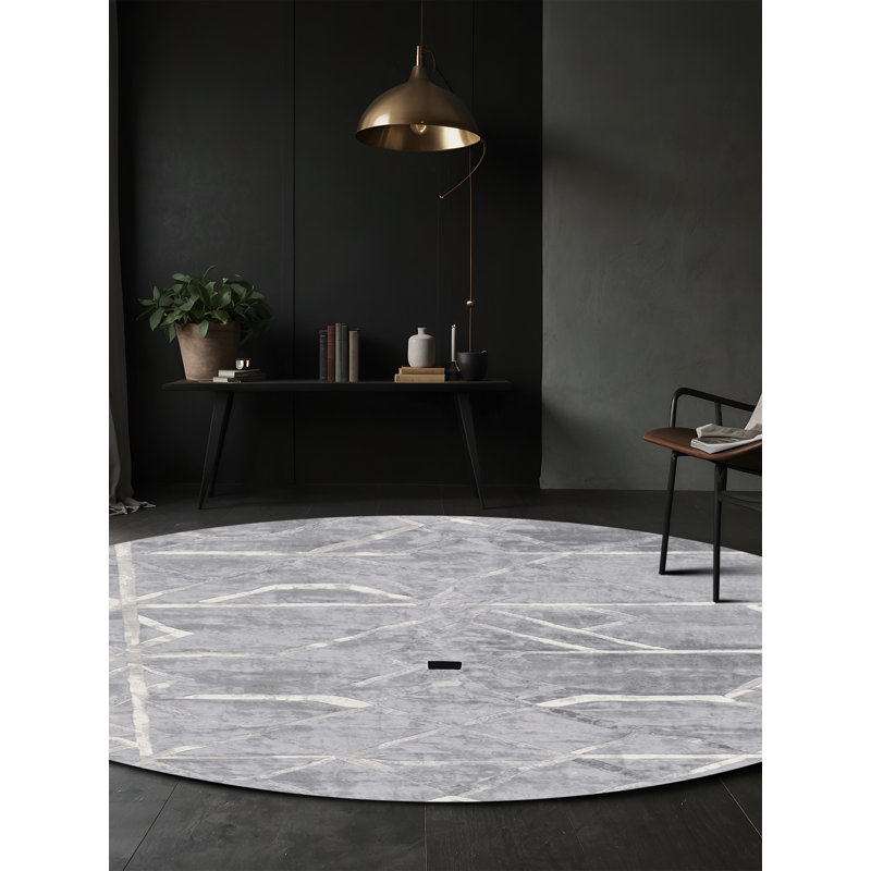 Tapis gris lavable à la machine, Rond 4 pi