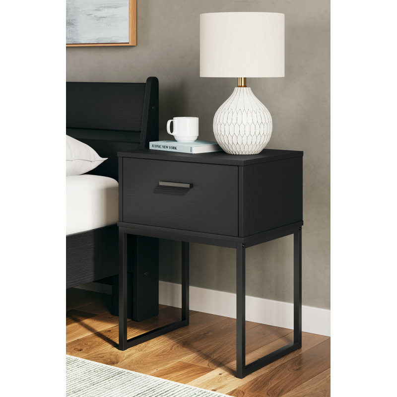 Aneli Nightstand, Black/Black