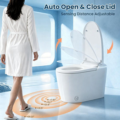 Toilettes intelligentes personnalisées 110 V avec protection en mousse intégrée, éclairage d'ambiance, bidet intégré, commande latérale entièrement automatique, siège chauffant, séchage à air chaud, capteur de pied.