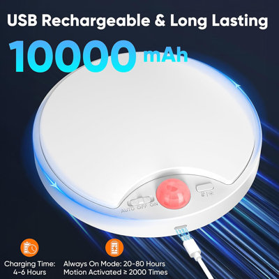 10000mAh Rechargeable Motion Sensor Ceiling Light with Remote Battery Operated Closet Light No Wiring Magnetic Wireless LED Ceiling Lights 3 Color