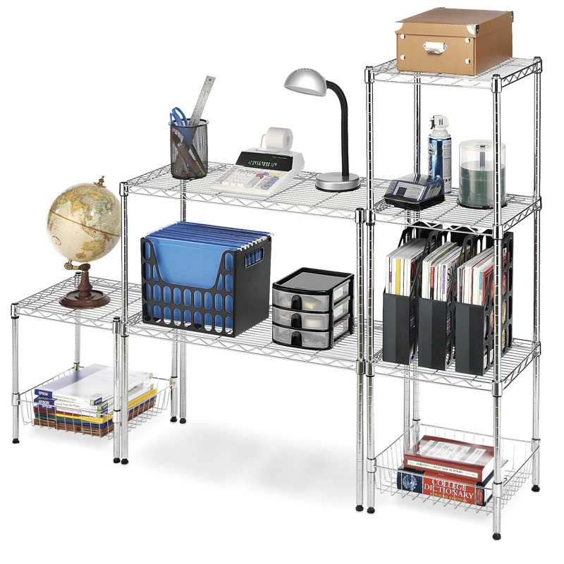 Adjustable Gray Wire 2-Shelf Kids Storage Unit, 15"x14"x15"