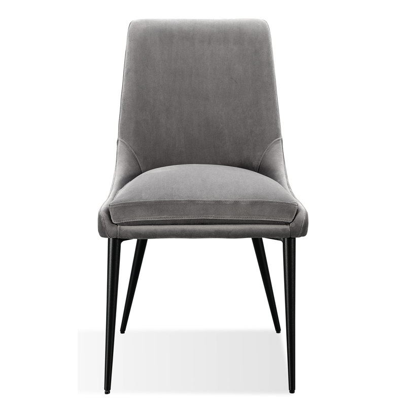 Chaise de salle à manger en mélange de lin et métal, Vert fumé, Noir