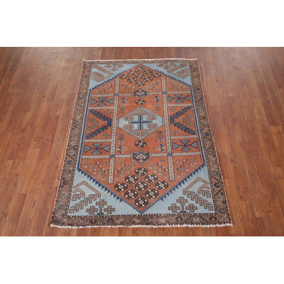 Handmade Orange Wool Traditional Rug 4x5