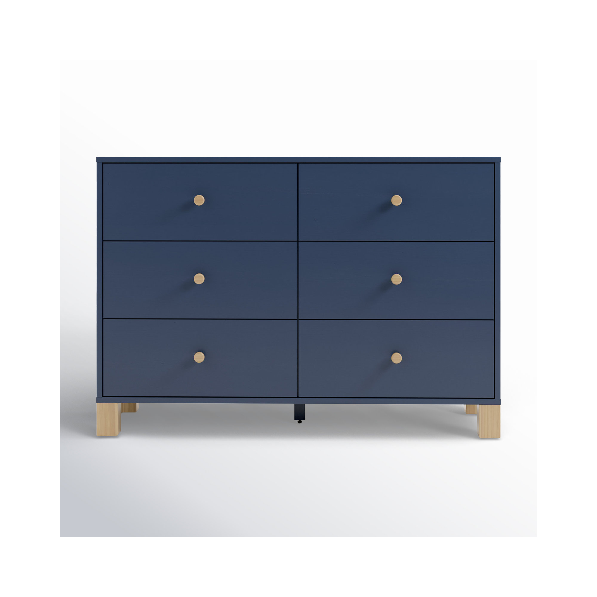 California 6 Drawer Dresser, Midnight Blue/Driftwood