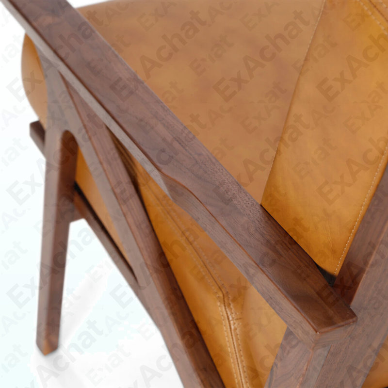 Chaise d'appoint Mid-Century moderne en cuir brun