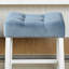 Tabourets de comptoir 2, siège de selle en velours, bleu, 2 tabourets décoratifs blanchis, sièges bleus, attrait blanc délavé-791339584