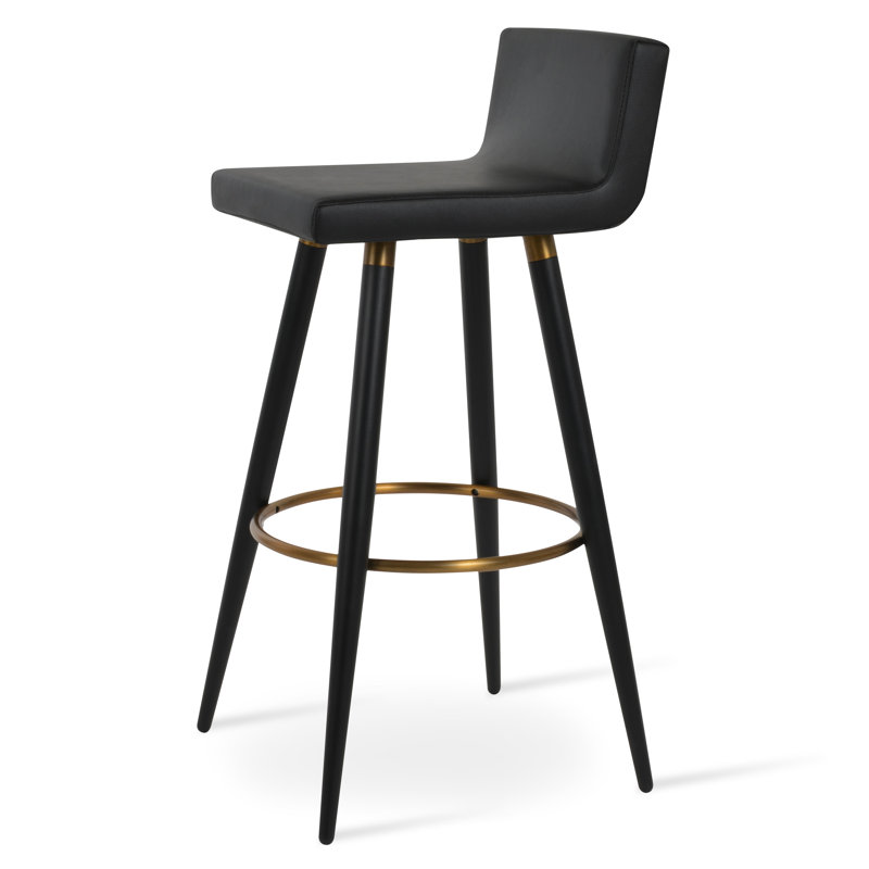 Tabouret de bar et de comptoir Dallas Ana, Tabouret de bar (siège d'une hauteur de 29 po), Noir / Laiton, Noir