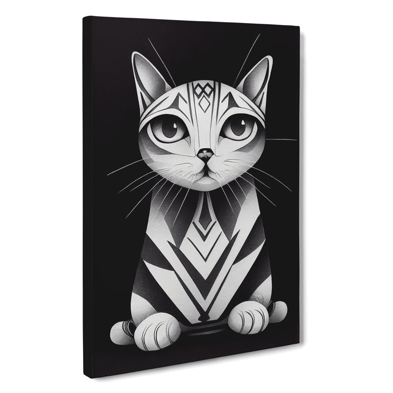 Striped Cat Abstract - Wrapped Canvas, 50cm H x 35cm W x 3cm D