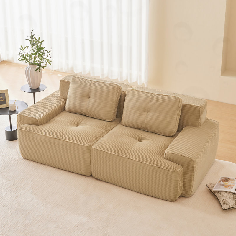 Canapé 2 places avec assise profonde, Camel Corduroy
