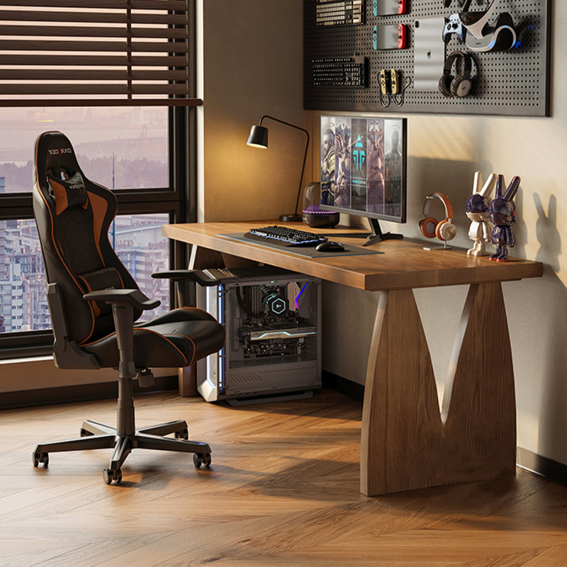 Light walnut Rectangular Solid Wood desks, 29.53" H x 70.87" W x 23.62" D