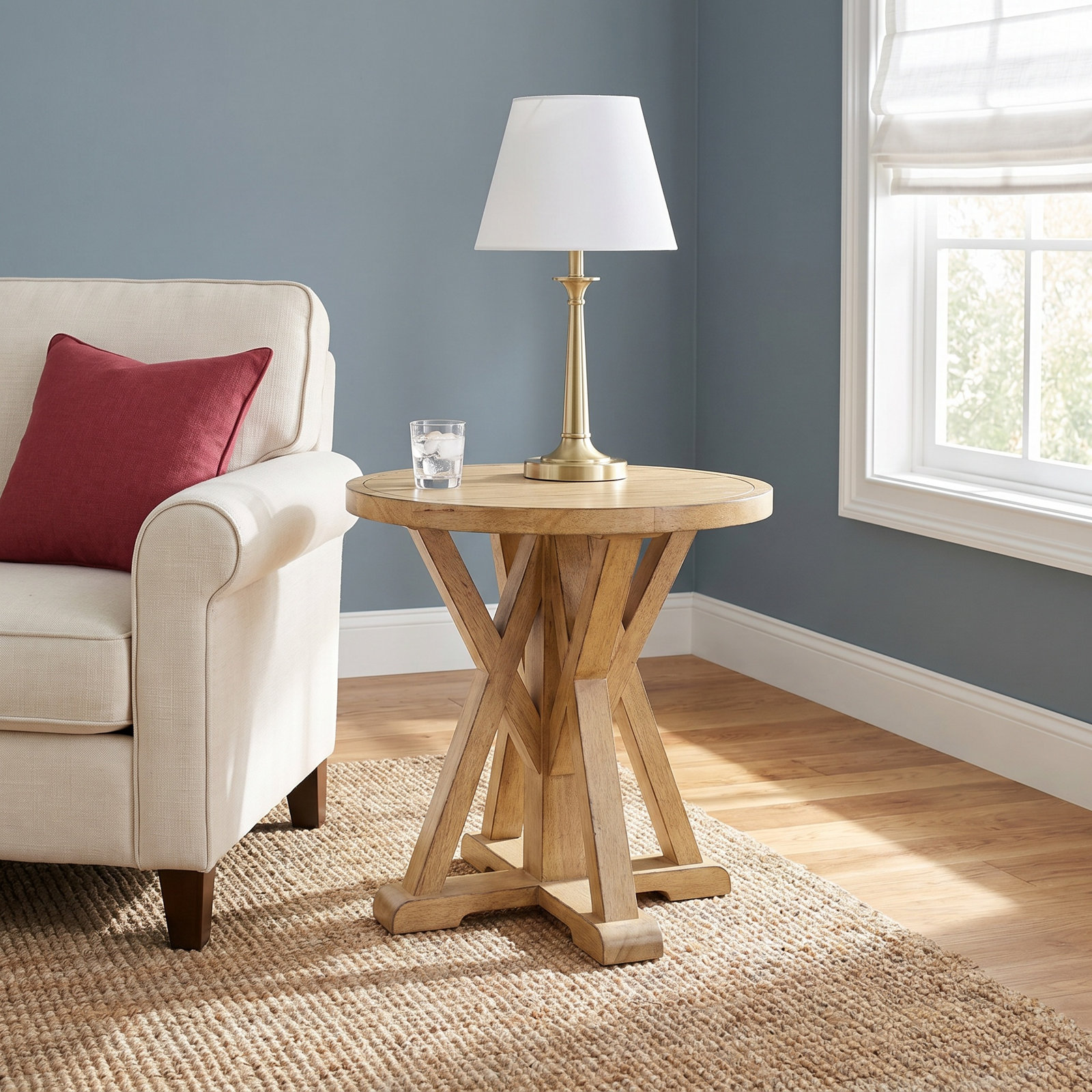 Mya Solid Wood End Table, Tan
