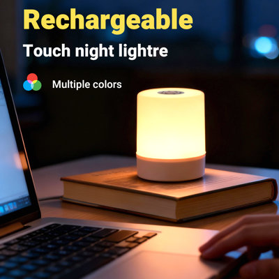 RGB Rechargeable Touch & Remote Control LED Table Lamp, 8 Color Changing Mood Light, Portable USB Charging Accent Lamp for Cozy Bedroom, Gaming Room & Modern Home Decor