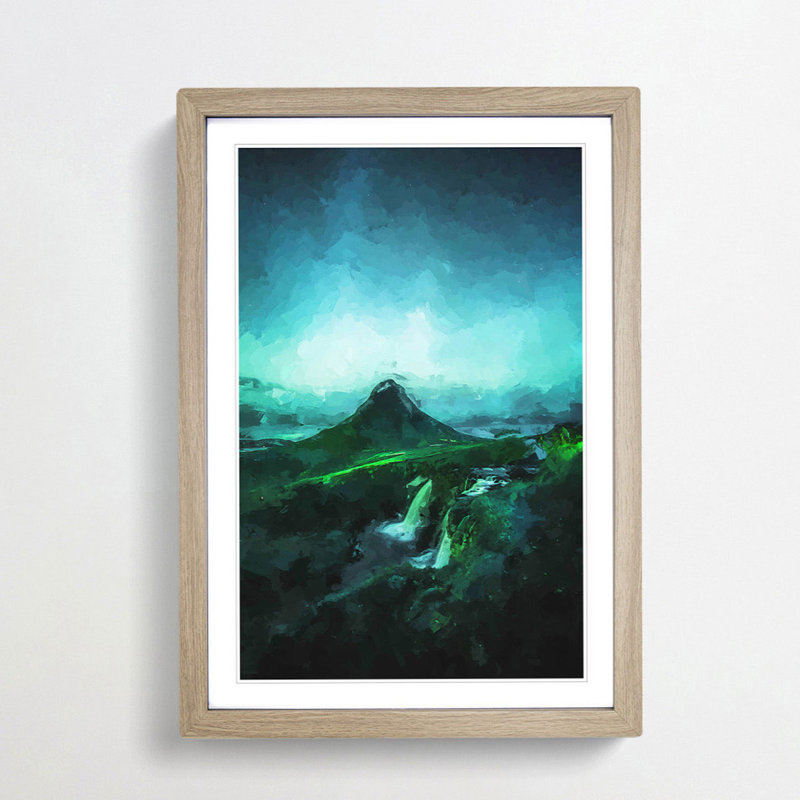 Waterfalls - Picture Frame Graphic Art Print, 60cm H x 40cm W x 2cm D, Oak