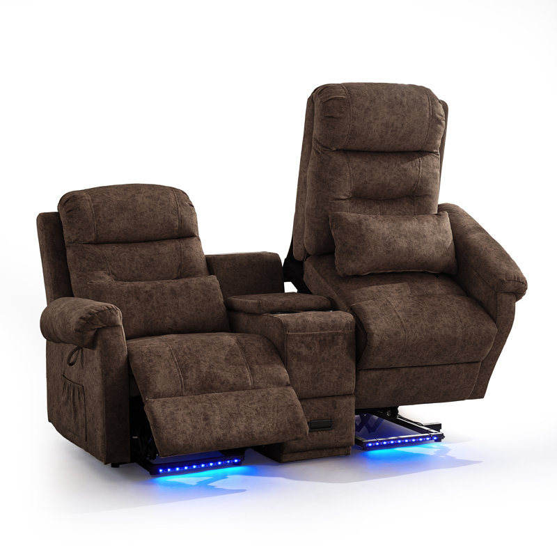 Power Lift Loveseat Recliner Chair, Double Lift Chair With Massage And Heat, 2 Person Reclining Sofa With Led Light, Remote Control, Usb & Type C Port