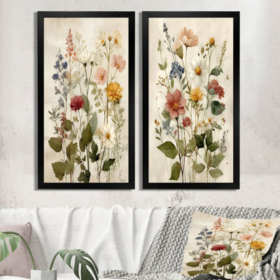 Art mural sur toile 2 fleurs rétro