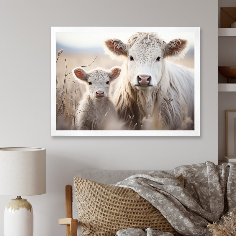 Bétail, famille douce I - Impression, H 34 po x l 44 po x P 1,5 po, Cadre simple blanc