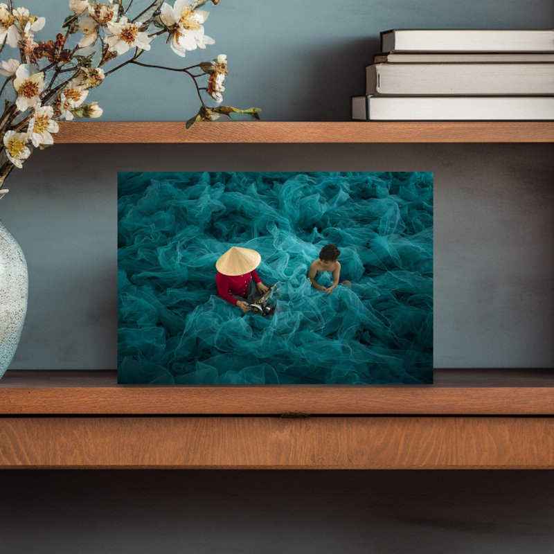 Art vietnamien traditionnel des filets de pêche vietnamiens, H 12 po x l 18 po