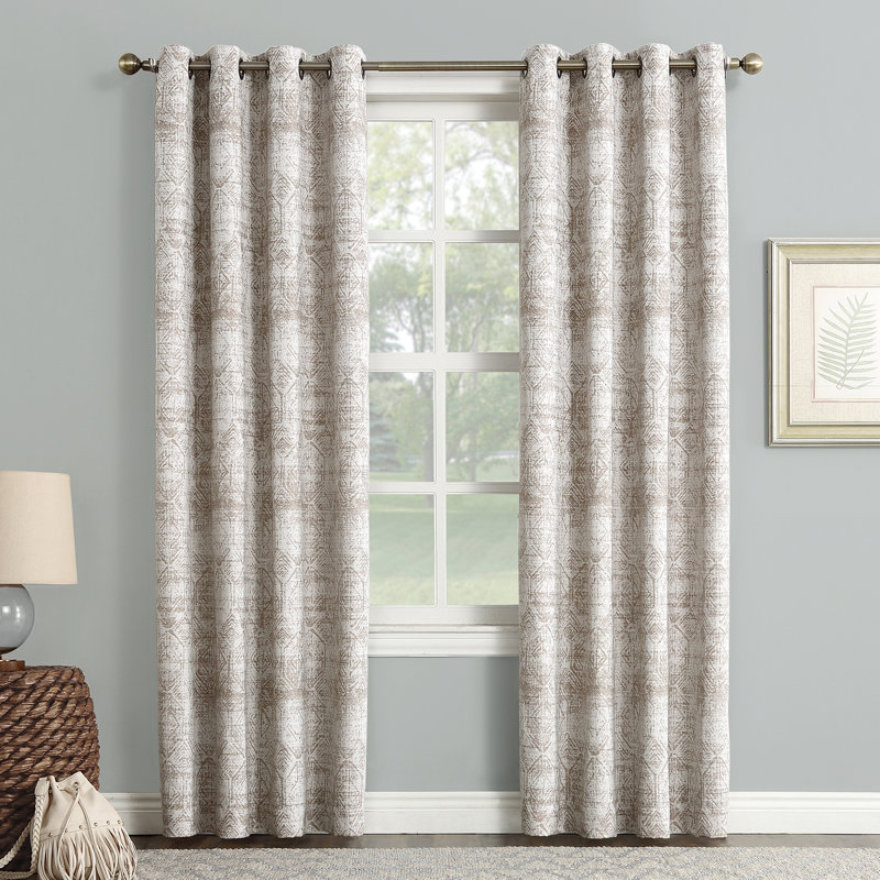 Distressed Global Blackout Lined Grommet Curtain Panel, Camel, 50" W x 84" L