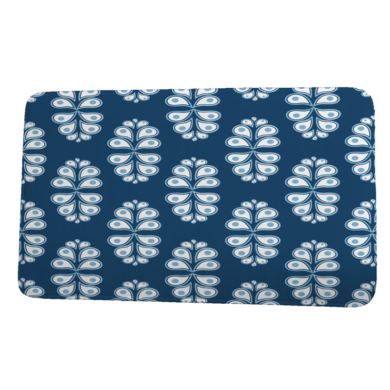Tapis de bain à motif cachemire Featherste, l 17 po x L 24 po, Bleu marine