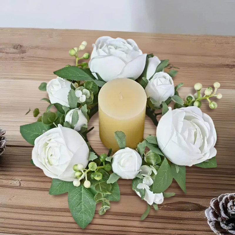 Couronne de 4 petites bougies roses, Blanc